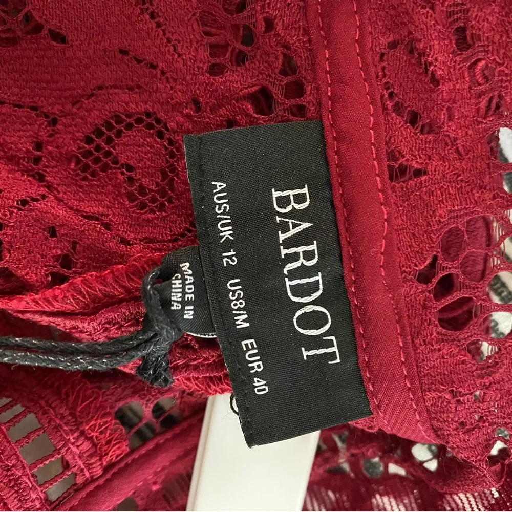 NWT Bardot Lace Cut Out Sleeveless Dress - Red - Picture 6 of 6